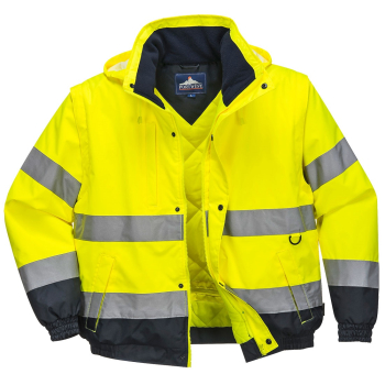 HI-VIS 2IN1 BOMBER JACKET SIZE SML YELLOW