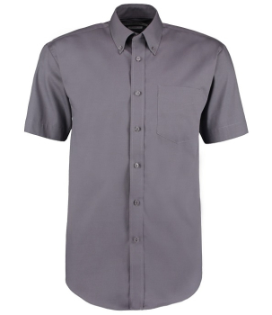 K109 Kustom Kit Premium Short Sleeve Classic Fit Oxford Shirt Charcoal