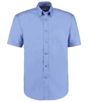 K109 Kustom Kit Premium Short Sleeve Classic Fit Oxford Shirt Mid Blue