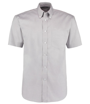 K109 Kustom Kit Premium Short Sleeve Classic Fit Oxford Shirt Silver