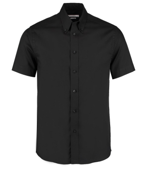 K187 Kustom Kit Premium Short Sleeve Tailored Oxford Shirt Black