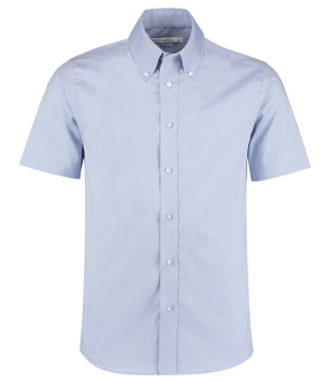 K187 Kustom Kit Premium Short Sleeve Tailored Oxford Shirt Light Blue