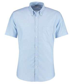 K183 Kustom Kit Short Sleeve Slim Fit Workwear Oxford Shirt Light Blue