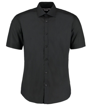 K191 Kustom Kit Short Sleeve Slim Fit Business Shirt Black