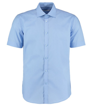 K191 Kustom Kit Short Sleeve Slim Fit Business Shirt Light Blue