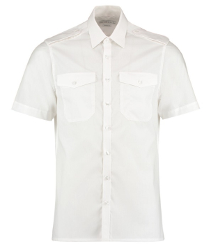 K133 Kustom Kit Short Sleeve Tailored Pilot Shirt White