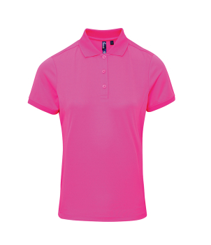 PR616 Ladies Coolchecker Pique Polo Shirt Neon Pink