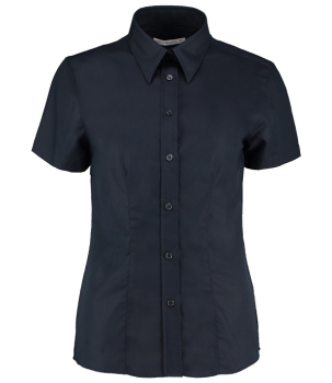 K360 Kustom Kit Ladies Short Sleeve Tailored Workwear Oxford Shirt French Navy