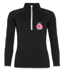 LADIES COOL HALF ZIP SWEAT TOP SMALL PINK ROSE SML BLK & WHTE