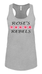 LADIES RACER BACK TANK TOP PINK ROSES SML HEATHER GREY