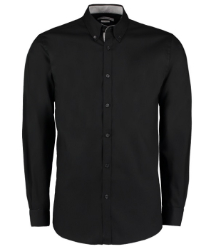 K190 Primium Long Sleeve Contrast Tailored Oxford Shirt Black/Silver