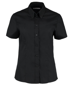 K701 Kustom Kit Ladies Premium Short Sleeve Tailored Oxford Shirt Black