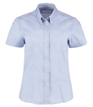 K701 Kustom Kit Ladies Premium Short Sleeve Tailored Oxford Shirt Light Blue