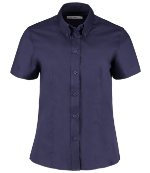 K701 Kustom Kit Ladies Premium Short Sleeve Tailored Oxford Shirt Midnight Navy
