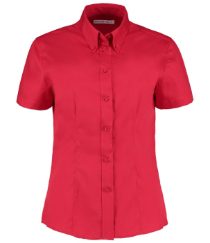 K701 Kustom Kit Ladies Premium Short Sleeve Tailored Oxford Shirt Red