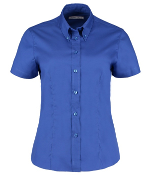 K701 Kustom Kit Ladies Premium Short Sleeve Tailored Oxford Shirt Royal Blue