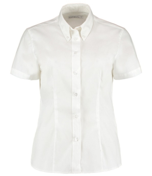 K701 Kustom Kit Ladies Premium Short Sleeve Tailored Oxford Shirt White