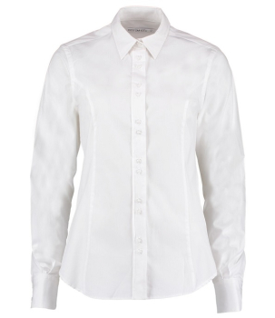 K388 Kustom Kit Ladies Long Sleeve Tailored City Business Shirt White