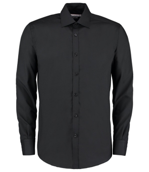 K192 Kustom Kit Long Sleeve Slim Fit Business Shirt Black