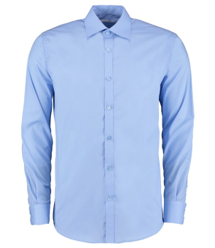 K192 Kustom Kit Long Sleeve Slim Fit Business Shirt Light Blue