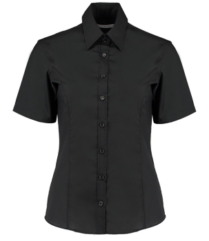 K742F Kustom Kit Ladies Short Sleeve Tailored Business Shirt Black