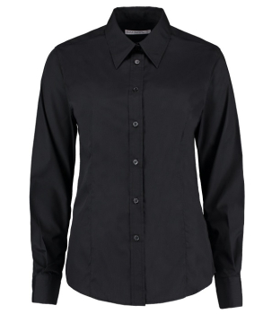 K729 Kustom Kit Ladies Long Sleeve Classic Fit Workforce Shirt Black