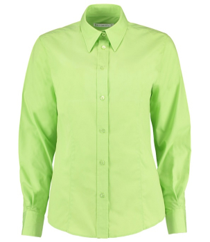 K729 Kustom Kit Ladies Long Sleeve Classic Fit Workforce Shirt Lime Green