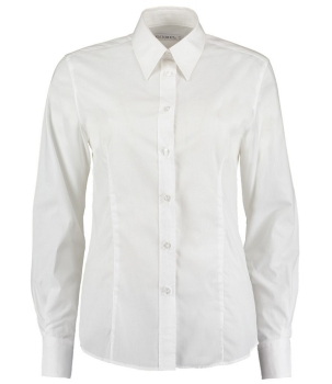 K729 Kustom Kit Ladies Long Sleeve Classic Fit Workforce Shirt White