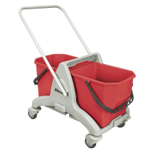 25 LITRE DOUBLE BUCKET MOPPING TROLLEY RED