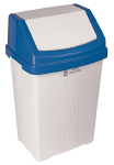 50 LITRE SWING BIN WHITE WITH COLOUR LID BLUE