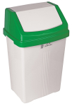 50 LITRE SWING BIN WHITE WITH COLOUR LID GREEN