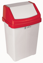 50 LITRE SWING BIN WHITE WITH COLOUR LID RED
