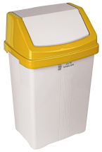 50 LITRE SWING BIN WHITE WITH COLOUR LID YELLOW