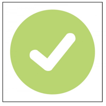 GREEN TICK (SAFE TO USE) SELF ADHESIVE STICKER 100 X 100MM