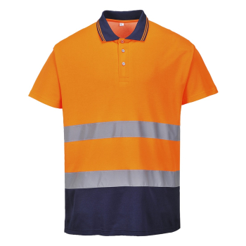 S174 Portwest 2 Tone Cotton Comfort Polo Shirt Orange/Navy