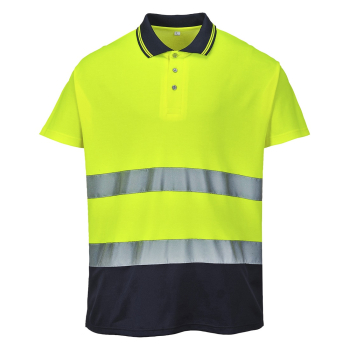 S174 Portwest 2 Tone Cotton Comfort Polo Shirt Yellow/Navy