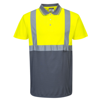 S479 Portwest Hi-Vis 2 Tone Polo Shirt Yellow/Grey
