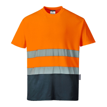 S173 Portwest Hi-Vis 2 Tone Cotton Comfort T-Shirts Orange/Navy
