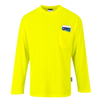 S579 Portwest Hi-Vis L/S Pocket T-Shirts Yellow