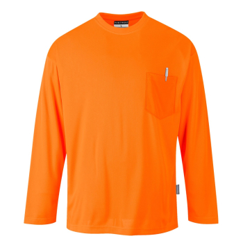 S579 Portwest Hi-Vis L/S Pocket T-Shirts Orange