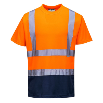 S378 Portwest Hi-Vis 2 Tone S/S T-Shirts Orange/Navy