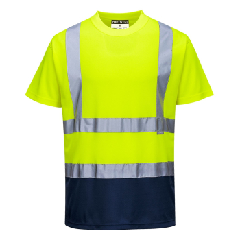 S378 Portwest Hi-Vis 2 Tone S/S T-Shirts Yellow/Navy