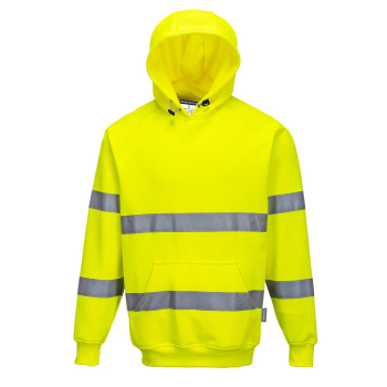 B304 Portwest Hi-Vis Hooded Sweatshirt Yellow