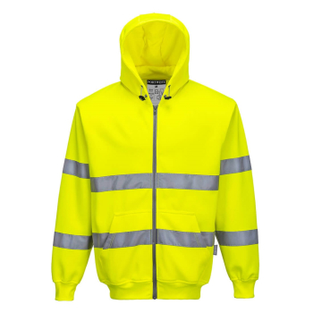 B305 Portwest Hi-Vis Zip Front Hoodie Sweatshirt Yellow