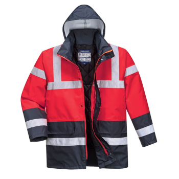 S466 PORTWEST CONTRAST TRAFFIC JACKET RED/NAVY