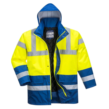 S466 PORTWEST CONTRAST TRAFFIC JACKET YELLOW/ROYAL BLUE