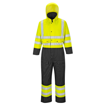 S485 PORTWEST CONTRAST COVERALL LINED YELLOW/BLACK