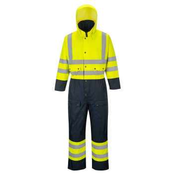 S485 PORTWEST CONTRAST COVERALL LINED YELLOW/NAVY