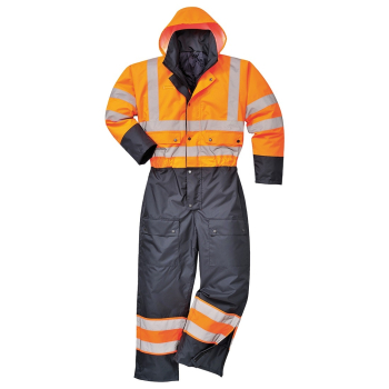 S485 PORTWEST CONTRAST COVERALL LINED ORANGE/NAVY