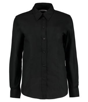 K361 Kustom Kit Ladies Long Sleeve Tailored Workwear Oxford Shirt Black